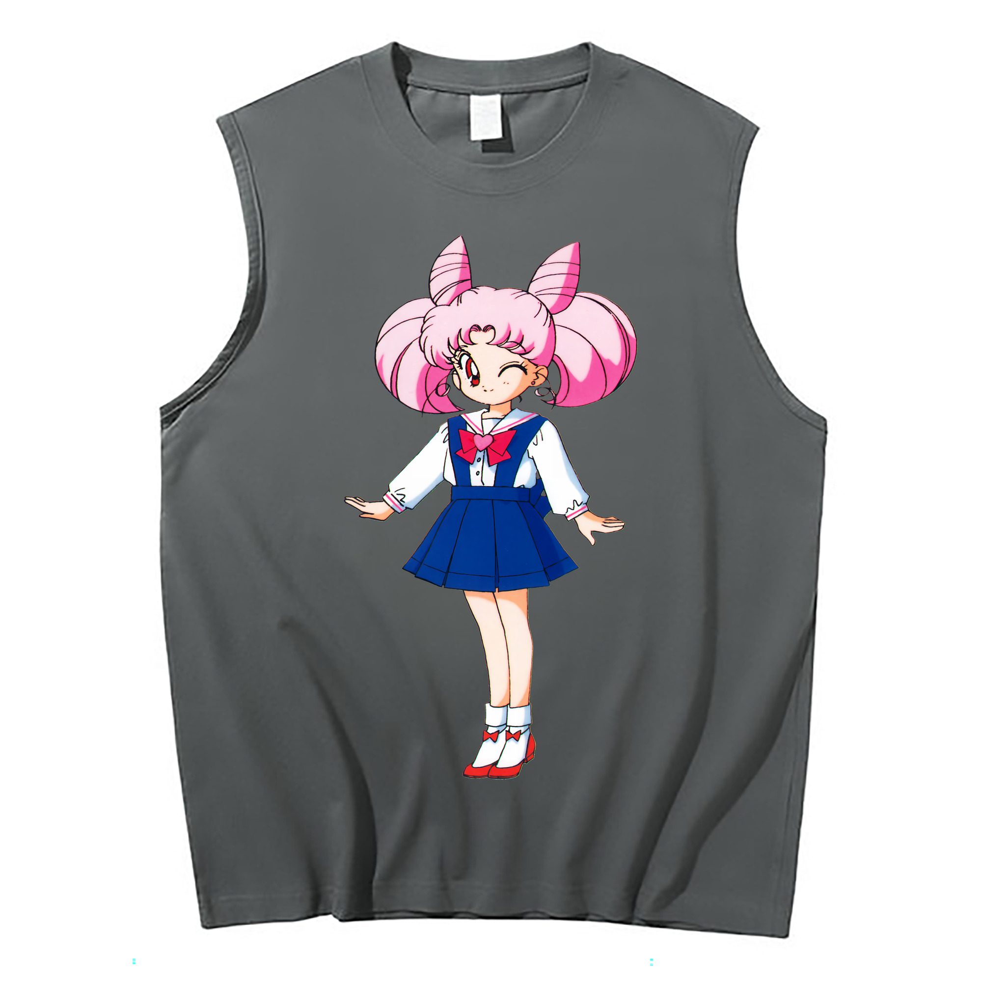 （画像用） 美少女戦士セーラームーン ちびうさ Sailor Moon Chibiusa Tsukino Usagi Small Lady Serenity コットン100％タンクトップ（フロントプリント）